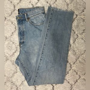 BDG High rise, cropped, slim straight, light wash jeans